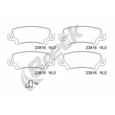 Abbildung von BRECK 23816 00 704 10 Bremsbelagsatz mit akustischer Verschleißwarnung Zubehör TOYOTA: Corolla IX Schrägheck, Kombi