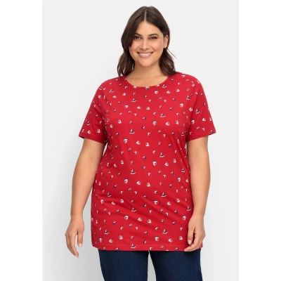 Abbildung von Sheego Tshirt print, Damen, Größe: 40, Rot bedruckt
