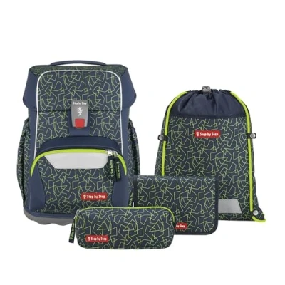 Abbildung von Step by Set 4 Schulranzen für Kinder, Größe: One Size, Green geometrics