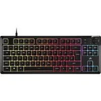 Abbildung von Corsair K55 CORE TKL RGB Gaming Tastatur Tenkeyless, 8 Zonen Beleuchtung, Leise Membrantasten, Spritzwassergeschützt, Medientasten, 1000Hz Polling Deutsches Layout Schwarz