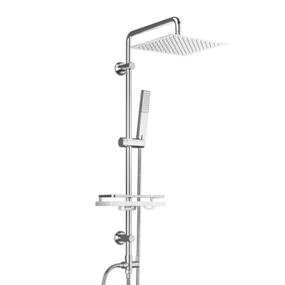 Abbildung von Görbach Regendusche Duschsystem mit Ablage Duschset ohne Duscharmatur Chrom (20x20cm)