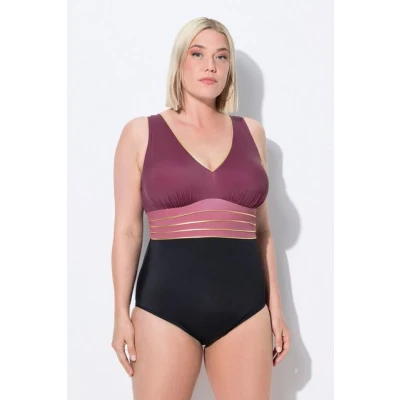 Abbildung von Ulla Popken WRAP LOOK Badeanzug, Damen, Größe: 48, Black