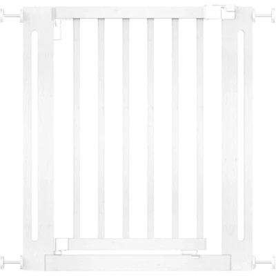 Abbildung von Safetots Naturholz Elegance Treppenschutzgitter, Weiß, 71cm 79cm, Druckmontage Sicherheitsgitter, Treppenschutzgitter für Treppen, Flure und Türen, Einfache Installation