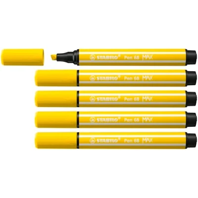 Abbildung von Premium Filzstift mit dicker Keilspitze STABILO Pen 68 MAX 5er Pack zitronengelb