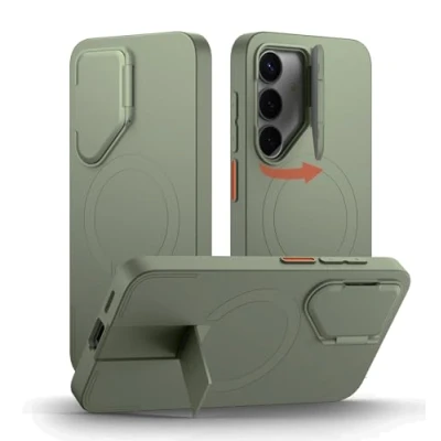 Abbildung von SURITCH Magnetisch Hülle Kompatibel mit Samsung Galaxy S25 Plus 5G Handyhülle Metall Ständer &amp; Kameraschutz Stoßfest Schutzhülle Kratzfest Case für (Grün)