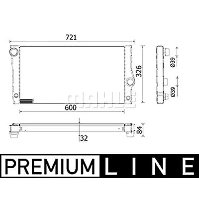 Abbildung von MAHLE ORIGINAL CR 956 000P Kühler, Motorkühlung 600 326 32 Kühlrippen gelötet BMW: 5 Limousine, Touring, GT