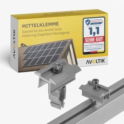 Abbildung von Avoltik Solar Zusatz Mittelklemme speziell für das Halterung Ziegeldach Montageset ermöglicht die Montage von Solarmodulen übereinander oder in alternativen Konfigurationen