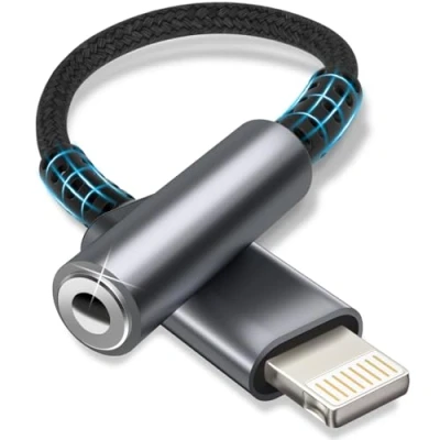 Abbildung von Esiposs Lightning auf 3,5 mm Kopfhöreranschluss MFi Zertifizierung Klinke HiFi Kopfhörer Adapter Audio Dongle Kompatibel mit i Phone 14/13/12/11/X/8/7/Pad/i OS, Grau