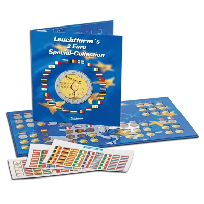 Abbildung von Leuchtturm, Presentationekarte, Presso 2 Euro Münzen (57 Stk.) Designdruck Abm: 255x280x15 mm. pro Stk.