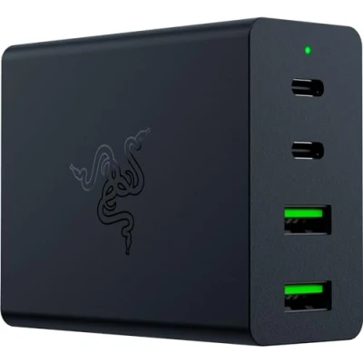 Abbildung von Razer Portables Schnellladegerät USB C GaN Charger (2 und 2 A Anschlüsse, gleichzeitiges Laden mehrerer Geräte) Schwarz