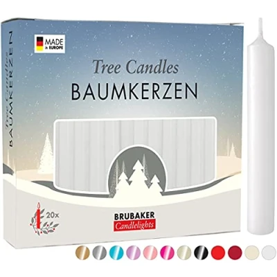 Abbildung von BRUBAKER 100er Pack Baumkerzen Wachs Weihnachtskerzen Pyramidenkerzen Christbaumkerzen Weiß