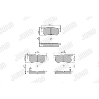 Abbildung von JURID 572557J Bremsbelagsatz mit akustischer Verschleißwarnung ohne Zubehör HYUNDAI: Tucson, Getz, Sonata V, KIA: Sportage II, Magentis Opirus