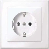 Abbildung von Merten MEG2301 1425 SCHUKO Steckdose mit voller Abdeckplatte, Steckkl., aktivweiß glänzend, M SMART