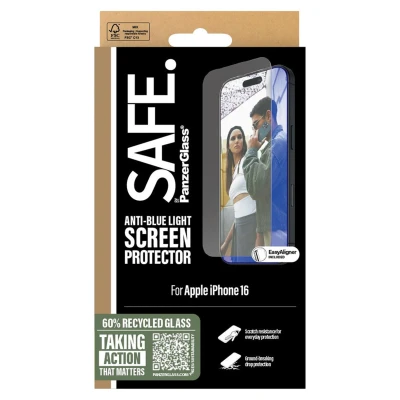 Abbildung von Apple iPhone 16 Panzerglas PanzerGlass SAFE EyeCare Screenprotector Ultra Wide Fit Screen Protector mit Applikator für