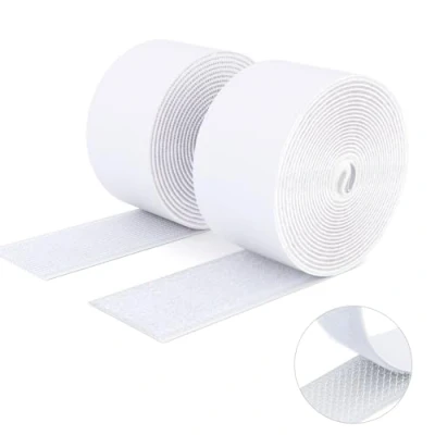 Abbildung von SUTOUG Klettband mit selbstklebend, 50 mm x 3 m, strapazierfähiges Hakenband und Schlaufenband, extra starker doppelseitiger Klettverschluss, Wandklebestreifen für den Innen Außenbereich, Weiß