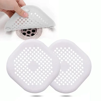Abbildung von 2 Stück Abflusssieb Silikon, Dusche Haarfänger Badewanne Abflussabdeckung, für Badezimmer und Küche (2 Weiß)