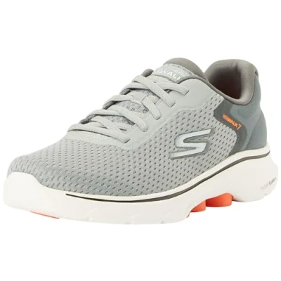 Abbildung von Skechers Herren Go Walk 7 Construct Sneaker, Grau und Orange Textil Synthetik, 42 EU