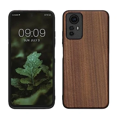 Abbildung von kwmobile Hülle kompatibel mit Xiaomi Redmi Note 12S Holz Case stoßfestes Handy Cover TPU Handyhülle in Dunkelbraun