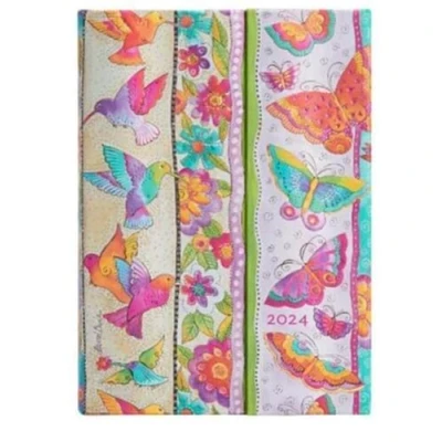 Abbildung von Varzi Dal 1956 Paperblanks 2024 Terminplaner 12 Monate, Midi Tagesplaner, Playful Creations, Schmetterlinge und Kolibris — 13 x 18 cm