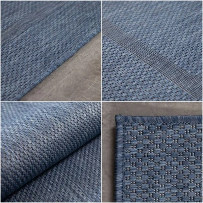 Abbildung von SIMPEX Outdoor Teppich, Unicolor Einfarbig, Teppich Blau, 120 cm Rund, modernen Stil, Küche, Balkon, Terrasse, Garten, Picknick