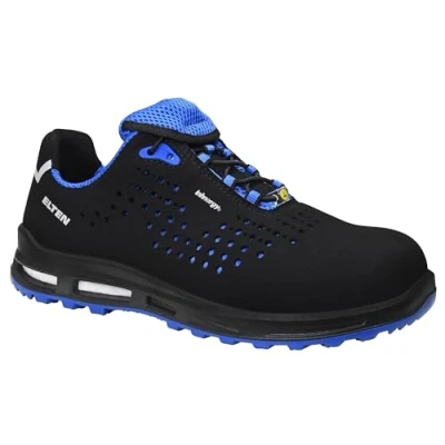 Abbildung von ELTEN Sicherheitsschuhe Impulse XXT Blue Low ESD S1, Damen und Herren, Textil, Kunststoffkappe (Leichter als Stahlkappe), leicht, sportlich Schwarz,Blau38