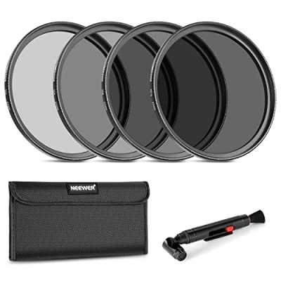 Abbildung von NEEWER 67mm ND Filter Set ND2 ND4 ND8 ND16, Objektivreinigungsstift, Filterbeutel, Graufilter Set, kompatibel mit Canon Nikon Sony Panasonic DSLR Kameras Objektiv