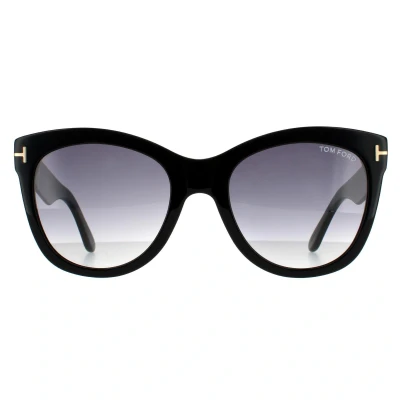 Abbildung von TOM FORD Damen FT0870 WALLACE 01B Gläser SONNENBRILLEN Acetat Schwarz Grau Cat Eye Normal Schattiert