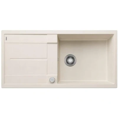 Abbildung von BLANCO METRA XL 6 S Granitspüle aus SILGRANIT softweiß Einbauart: Einbau von Oben reversibel für 60 cm breite Unterschränke Großes Becken Reinigungsfreundliche Öberfläche