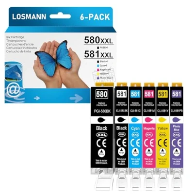 Abbildung von LOSMANN Druckerpatronen Kompatibel für Canon PGI 580 XXL CLI 581 Pixma TS6350 TS6150 TS8150 TS8250 TS6250 TS705 TS705a TS8151 TS6151 TS8152 TS9150 TS9155 TS9550 TR7550 TR8550 (10er Pack)