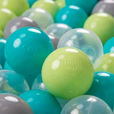 Abbildung von KiddyMoon 700 ∅ 7Cm Kinder Bälle Spielbälle Für Bällebad Baby Plastikbälle Made In EU, Türkis/Hellgrün/Grau/Transparent