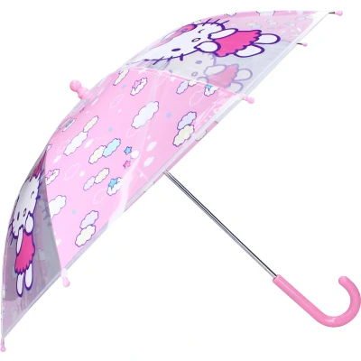 Abbildung von Hello Kitty Stockregenschirm Stockschirm rosa &amp; transparent Kinder Regenschirm