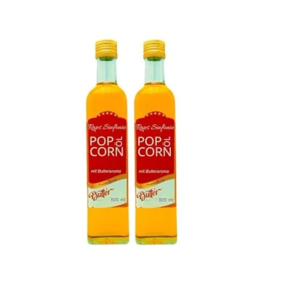 Abbildung von Hopser Food Fun 1 Liter Popcorn Öl mit feinem natürlichen Butteraroma und praktischem Ausgießer Hocherhitzbares Popcornmais Butter Aroma Fett Raps Sinfonie Traubenkernöl Buttergeschmack