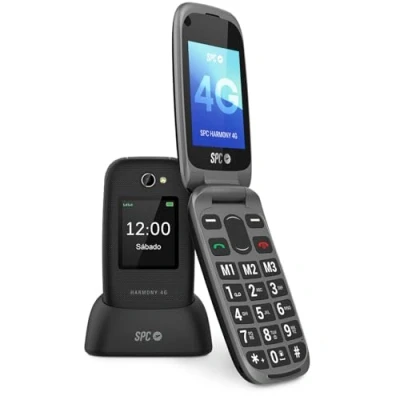 Abbildung von SPC Harmony 4G Mobiles Klapphandy für Senioren, große Tasten, hörgerätekompatibel, Fernkonfiguration, SOS Taste, hohe Klingellautstärke, Ladestation, Schwarz