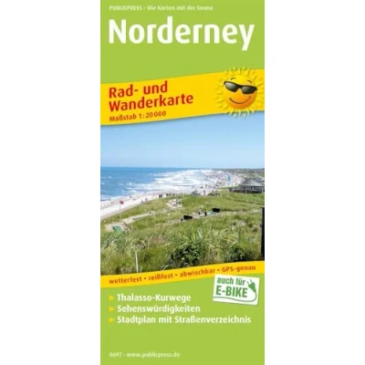 Abbildung von Norderney: Rad und Wanderkarte, Freizeitkarte mit Thalasso Kurwegen, Sehenswürdigkeiten, Stadtplan Straßenverzeichnis, wetterfest, reißfest, ... 1 : 20 000 (Rad Wanderkarte: RuWK)