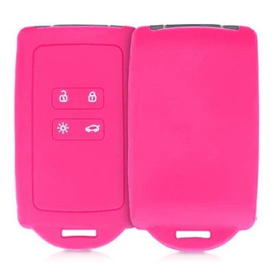 Abbildung von kwmobile Autoschlüssel Hülle kompatibel mit Renault 4 Tasten Smartkey (nur Keyless Go) Silikon Schutzhülle Schlüsselhülle Cover in Pink