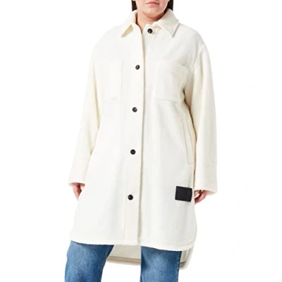 Abbildung von HUGO Damen Melesa 2 Relaxed Fit Mantel aus Teddyfell mit Logo Patch Weiß 38