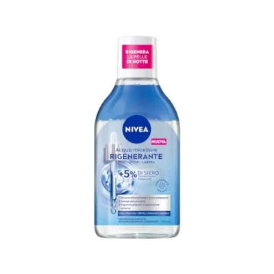 Abbildung von NIVEA Regenerierendes Mizellenwasser 400 ml, Gesichts und Augen Make up Entferner mit 5% Serum + Aminoacid Complex Reinigungsmittel für Gesicht, Lippen ohne Ausspülen müde