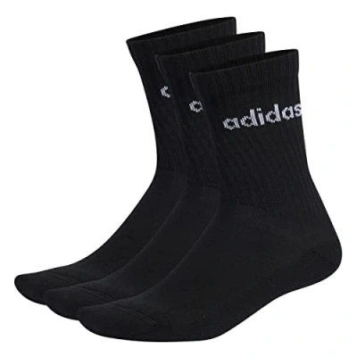 Abbildung von adidas Unisex Kinder Linear Crew Cushioned Socks 3 Pairs, Black / White, 5 6 Years