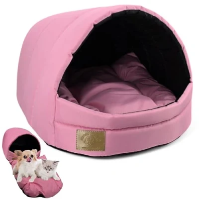 Abbildung von ODOLPLUSZ Hundehütte Hundehöhle Exklusives Haus Hund oder Katze 2 Größen Komfortabel und Waschbar (Rosa, S)