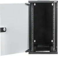 Abbildung von DIGITUS Netzwerk Schrank 10 Zoll 12 HE Wandmontage HxBxT 592x312x300mm Traglast 30kg Nutztiefe 240mm SOHO Serie Schwarz