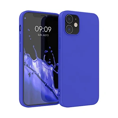 Abbildung von kwmobile Hülle kompatibel mit Apple iPhone 12 / Pro weiches TPU Silikon Case Cover geeignet für kabelloses Laden Baltik Blau