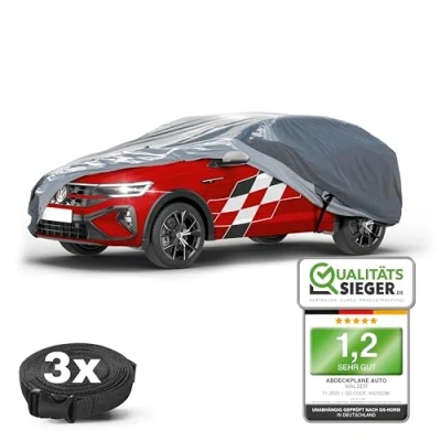 Abbildung von WALSER Premium Abdeckplane Auto All Weather Plus Qualitätssieger Sehr Gut*, wasserdicht, Abdeckplane, Autoplane UV beständig, Autoabdeckung Outdoor, Autogarage Abdeckung SUV S grau