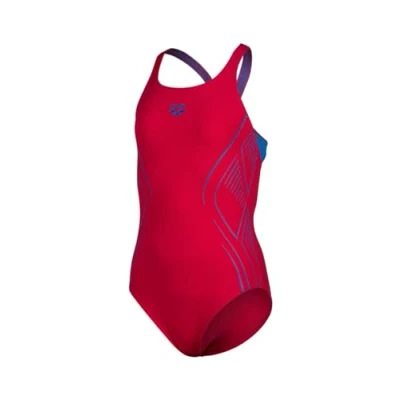 Abbildung von Arena Girl&#039;s Reflecting Swim PRO Back One Piece Swimsuit, Freak Rose Blue River, 140 cm