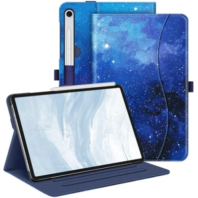 Abbildung von Fintie Hülle für Samsung Galaxy Tab S9 FE 10.9 Zoll/Tab 11 Zoll 2023 Tablet, Multi Winkel Folio Schutzhülle mit Dokumentenfach und Auto Schlaf/Wach Funktion, Sternenhimmel