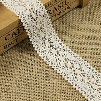 Abbildung von Yulakes 10 Yard 3.6cm Baumwolle Spitzenband Vintage Häkelband Spitze Borte Häkelspitze Häkel für Nähen Handwerk Hochzeit Deko Scrapbooking Geschenkbox Y03008
