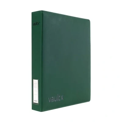 Abbildung von Vault X 3 Ring Trading Kartenordner, passend für 9 Taschen Seiten, 540 Karten, Exo Tec Material, Leicht zu Öffnen, D Klemmordner Sammelkartenspiele, Sportkarten, TCG (Grün, Schlank)