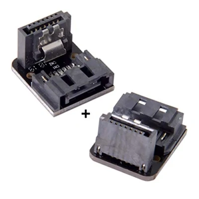 Abbildung von Cablecc SATA 7 polige Buchse auf poligen Stecker, 90 Grad abgewinkelter Adapter, Mainboard, für Desktops, SSD, HDD