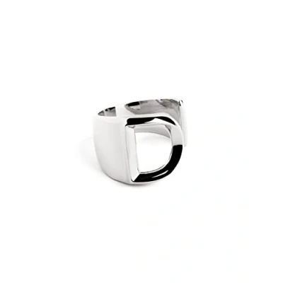 Abbildung von SINGULARU Personalisierter Ring Letter Signet Verstellbarer Massiver Messing mit 18kt Vergoldung. Einheitsgröße Damenschmuck Buchstabe D