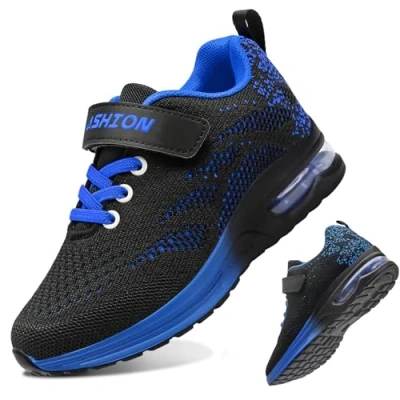 Abbildung von ASHION Kinder Turnschuhe Jungen Sneaker Kinderschuhe Mesh Atmungsaktiv Outdoor Laufschuhe(Blau,33EU)