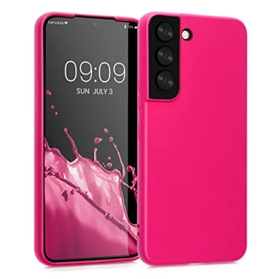 Abbildung von kwmobile Case kompatibel mit Samsung Galaxy S22 Hülle Schutzhülle aus Silikon metallisch schimmernd Handyhülle Metallic Pink